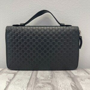 Gucci Micro Guccissima Travel Wallet in Black Calfskin Leather - Preowned